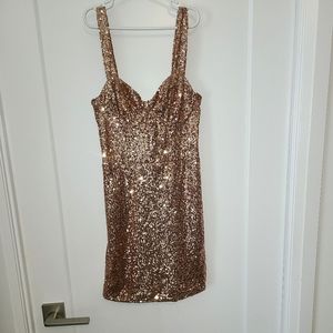 Seductions Rose Gold Sequin Dress, size XS.